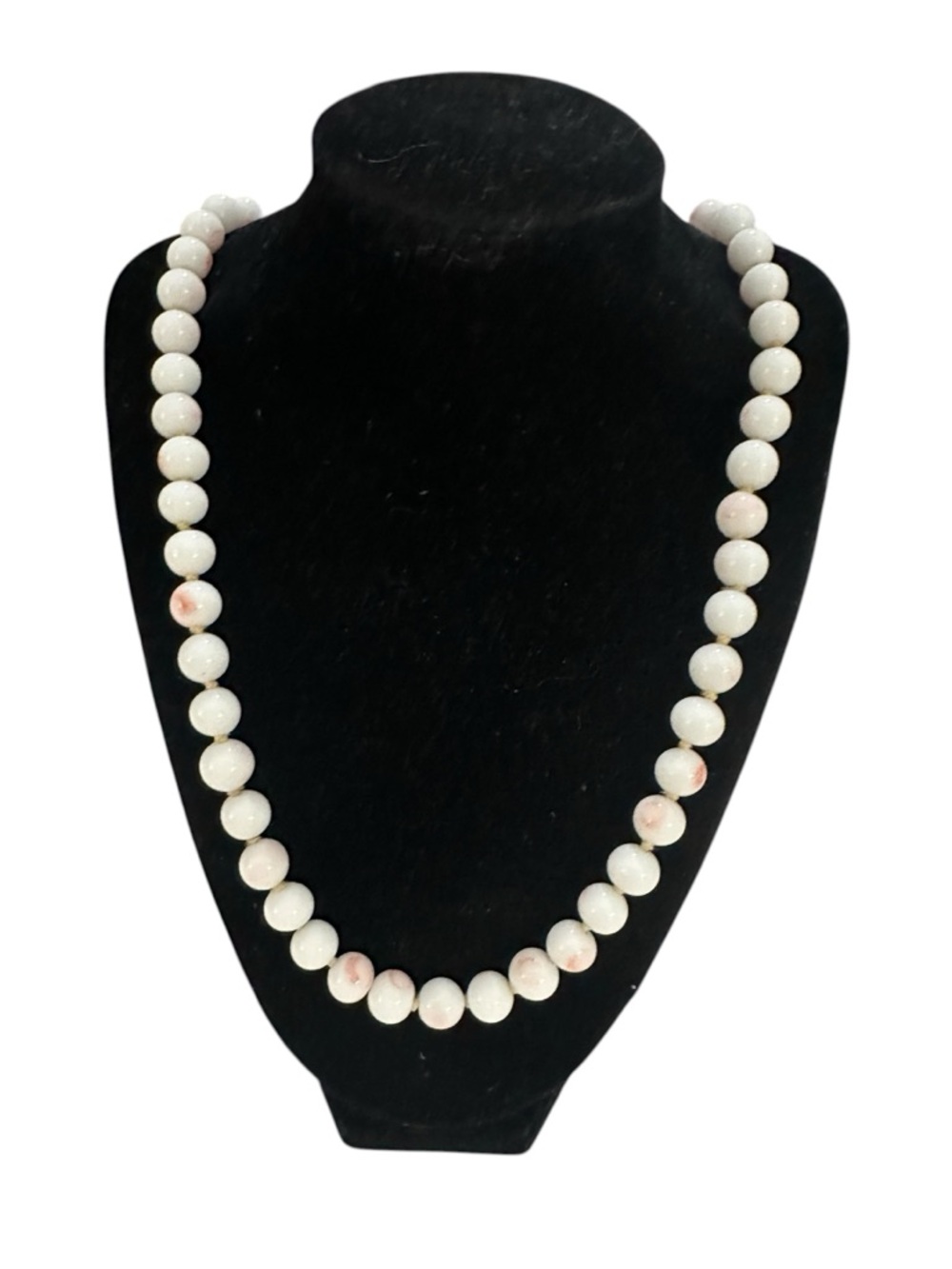 Faux Angel Skin Coral Milk Glass VTG Necklace